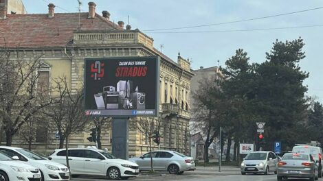 Led Ekran 123, površina 4x3 metara, lokacija Kikinda - na raskrsnici ulice Svetosavske i Đoke Radaka