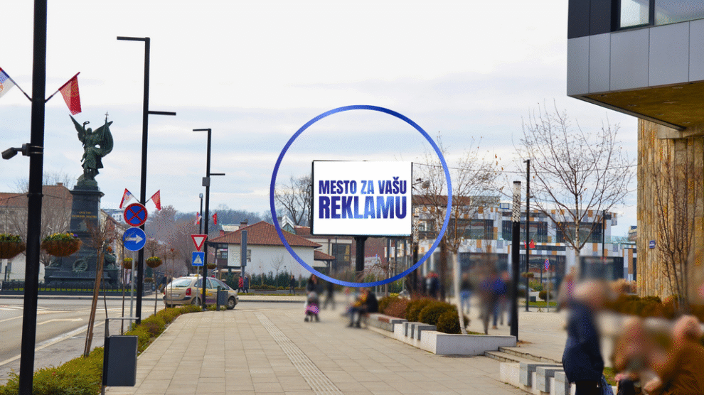 Led Ekran 124 A, površina 4x3 metara, lokacija centar Kruševca, kod spomenika Kosovskim junacima